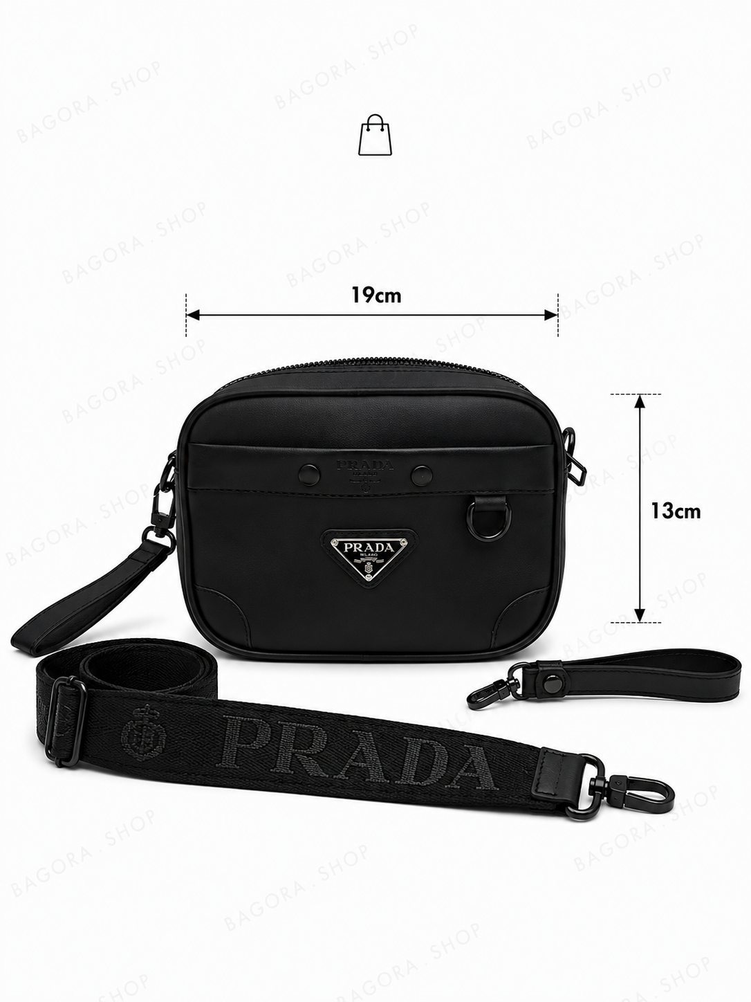 Sac Bandoulière P.R | Noir Intense Button
