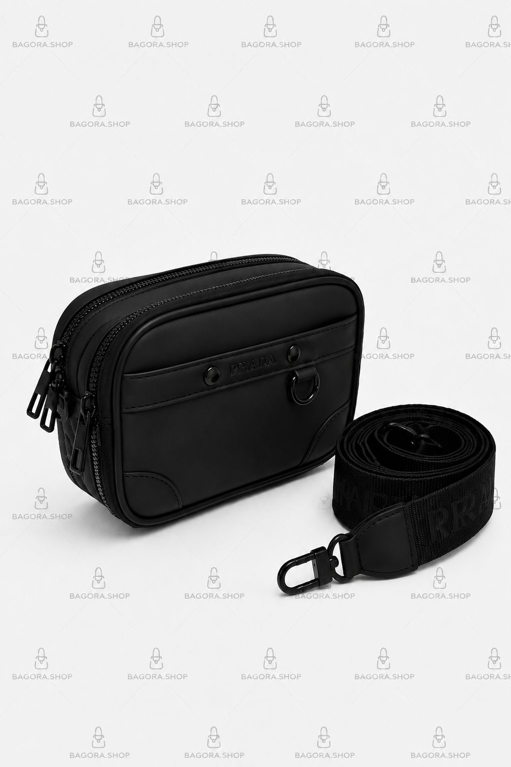 Sac Bandoulière P.R Double Poche | Noir Full Black